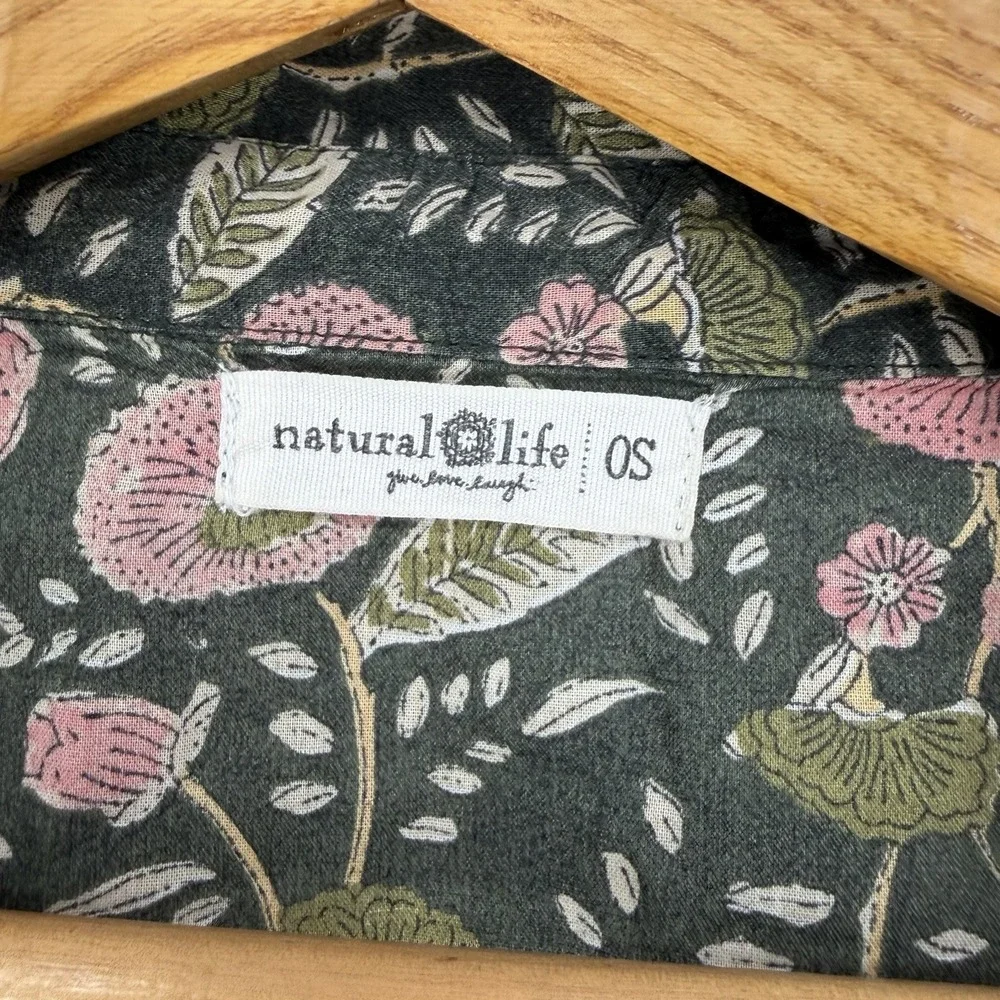 Natural Life Floral Oversized Top OS Lagenlook Boho Festival Boxy Hippie Cottage - Picture 3 of 8